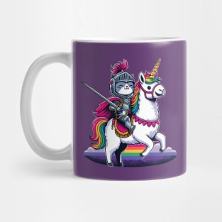 Cute Kawaii Cat Riding Unicorn Rainbow Llama Alpaca Fun RPG Fantasy Game Pet Lover Mug